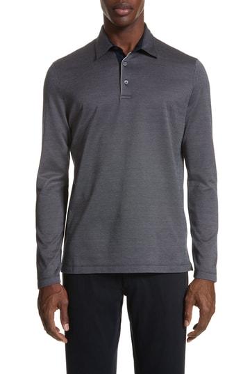 Men's Canali Cotton Polo Shirt Us / 48 Eu R - Blue