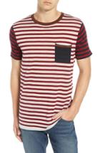 Men's Scotch & Soda Stripe Merino Wool Pocket T-shirt, Size - Red