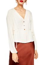 Women's Topshop Ella Side Tie Blouse Us (fits Like 0) - Ivory