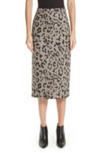 Women's Max Mara Thomas Leopard Jacquard Wool Skirt - Grey