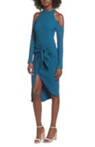 Women's Lush Tie Waist Cold Shoulder Dress - Blue/green