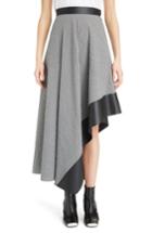 Women's Loewe Leather Trim Asymmetrical Skirt Us / 40 Fr - Black