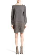 Women's Fabiana Filippi Suede Panel Wool Blend Knit Dress Us / 38 It - Grey