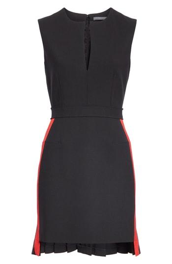 Women's Alexander Mcqueen Pleated High/low Hem Stretch Wool Dress Us / 38 It - Black