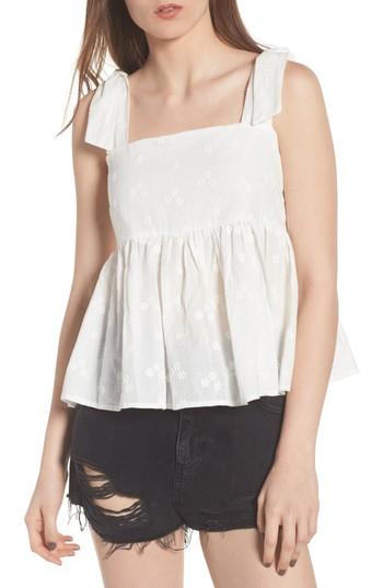 Women's Bp. Embroidered Peplum Tank, Size - White
