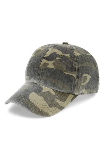 Women's Treasure & Bond Washed Camo Baseball Cap - Green