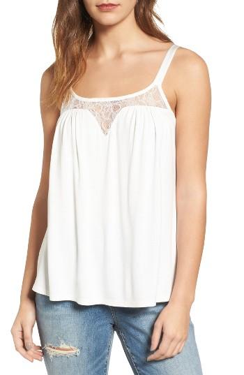 Women's Hinge Satin Strap Lace Tank, Size - Ivory