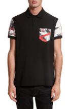Men's Versace Jeans Print Pocket Polo Eu - Black