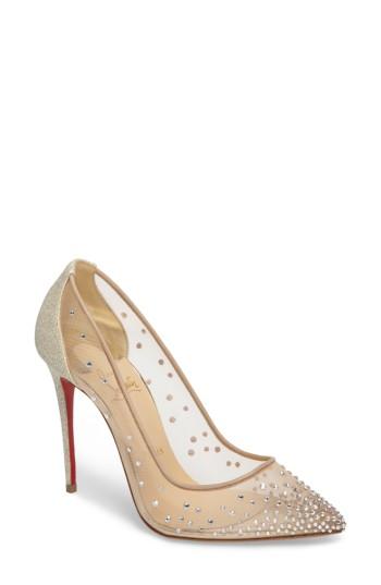 Women's Christian Louboutin Follies Strass Pump .5us / 40.5eu - Beige