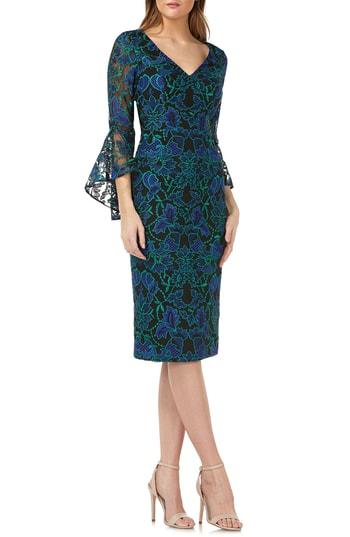 Women's Carmen Marc Valvo Infusion Embroidered Sheath Dress - Blue