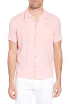 Men's French Connection Regular Fit Textured Dobby Camp Shirt - Pink