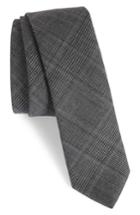Men's Eleventy Glen Plaid Wool Skinny Tie, Size - Grey