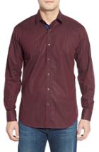 Men's Bugatchi Shaped Fit Check Sport Shirt - Red