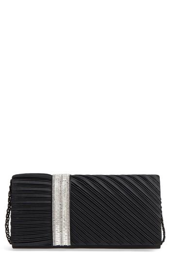 Nina Daylie Pleated Satin Clutch - Black