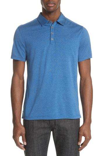 Men's John Varvatos Collection Hampton Silk Blend Jersey Polo - Blue/green
