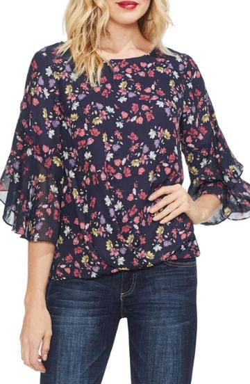 Women's Parker Lola Floral Print Blouse, Size - Blue