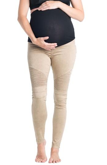 Women's Preggo Leggings Moto Maternity Leggings - Brown