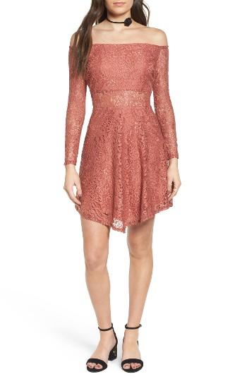 Women's Fire Lace Off The Shoulder Dress - Red