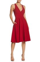 Women's Dress The Population Catalina Tea Length Fit & Flare Dress - Red