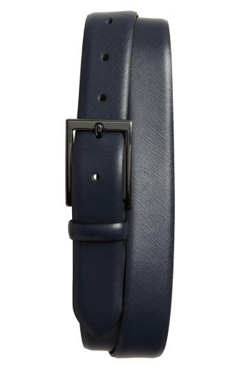 Men's Boss Leather Belt - Dark Blue