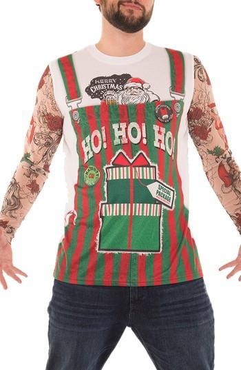 Men's Faux Real Christmas Overalls T-shirt - Green