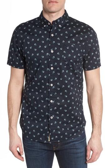 Men's Nifty Genius Truman Slim Fit Print Sport Shirt - Blue