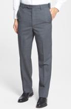 Men's Berle Self Sizer Waist Flat Front Wool Trousers X 30 - Grey