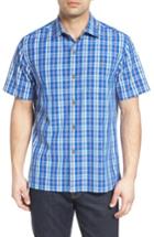 Men's Tommy Bahama Check-o-lada Silk Blend Camp Shirt, Size - Blue