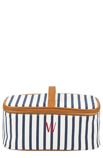 Cathy's Concepts Monogram Stripe Canvas Cosmetics Case, Size - Blue W