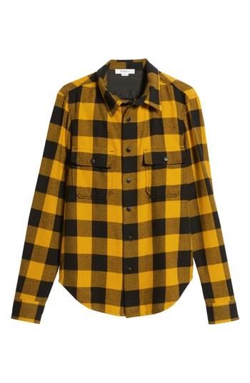 Men's Frame Classic Fit Buffalo Plaid Shirt Jacket, Size - Yellow