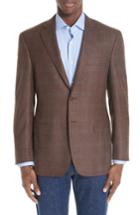 Men's Canali Classic Fit Windowpane Wool Sport Coat Us / 50 Eu R - Brown