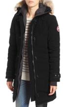 Women's Canada Goose 'lorette' Hooded Down Parka With Genuine Coyote Fur Trim (14-16) - Black