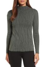Petite Women's Nic+zoe Artisanal Crackle Jacquard Sweater P - Green
