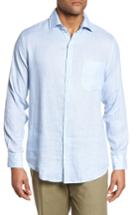 Men's Peter Millar Whirlwind Regular Fit Linen Sport Shirt - Blue