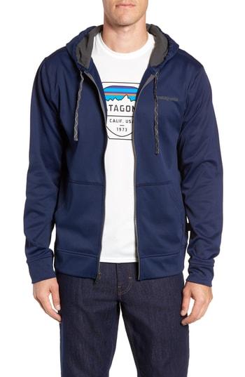 Men's Patagonia Fitz Roy Trout Polycycle Full-zip Hoodie - Blue
