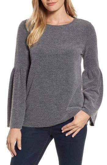 Women's Vince Camuto Ruched Bell Sleeve Fleece Top