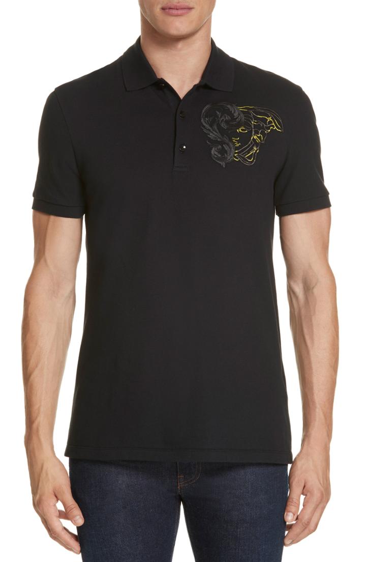 Men's Versace Collection Baroque Medusa Polo - White