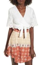 Women's Somedays Lovin Stars In Her Eyes Wrap Eyelet Crop Top - White