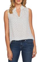 Women's Cece Refined Pin Dot Smock Neck Sleeveless Blouse - Ivory