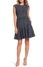 Women's Eliza J Tweed Fit & Flare Dress - Blue