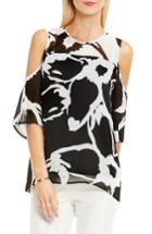 Women's Vince Camuto Cold Shoulder Floral Blouse - Black
