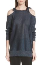 Women's St. John Collection Glitter Jersey Knit Cold Shoulder Sweater - Black