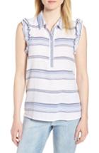 Women's Wit & Wisdom Ruffled Sleeve Striped Top - Blue