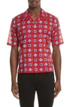 Men's Maison Margiela Muslin Print Camp Shirt Eu - Red