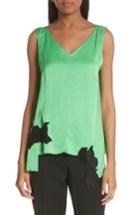 Women's Helmut Lang Lace Inset Satin Tank Top - Green