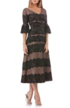 Women's Js Collections Embroidered Lace Tea Length Dress - Black