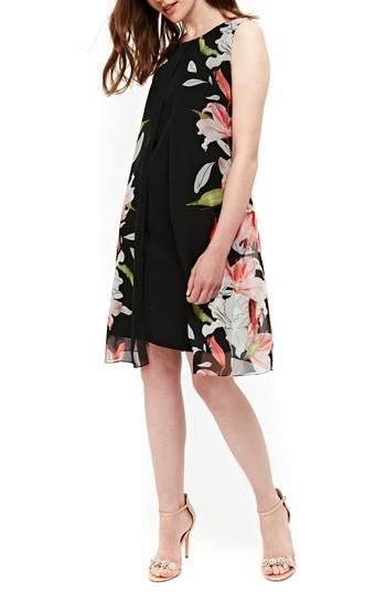 Women's Wallis Spring Lily Split Front Shift Dress Us / 8 Uk - Black