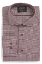 Men's Nordstrom Men's Shop Tech-smart Trim Fit Stretch Texture Dress Shirt .5 32/33 - Burgundy