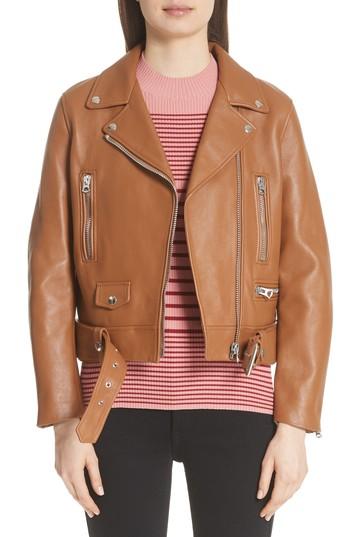 Women's Acne Studios Mock Leather Moto Jacket Us / 34 Eu - Brown