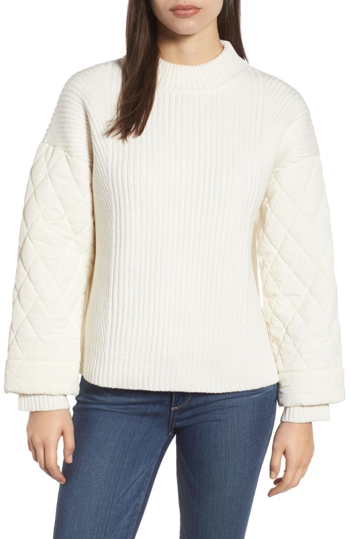 Women's Kenneth Cole New York Quilted Sleeve Sweater